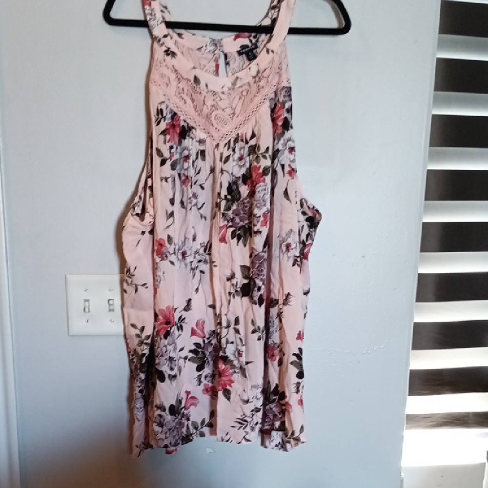 Torrid Pink Floral Lace Tank Top